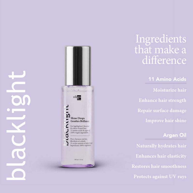 Oligo Professionnel - Blacklight Shine Drops - Weightless hair oil - Anti frizz serum - Argan oil - Nourishing - Paraben Free - Instant shine - 3.4 oz - Image 3